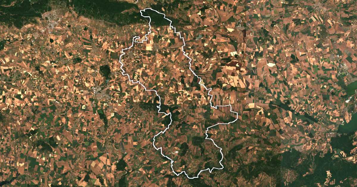 Satelitska snimka s ucrtanom granicom: Straldža