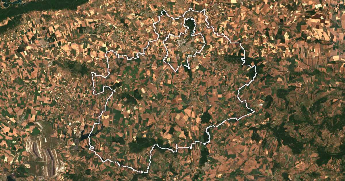 Satelitska snimka s ucrtanom granicom: Tundža