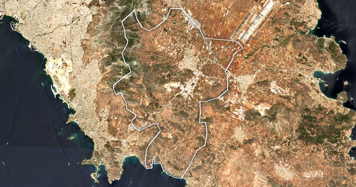 Satelitska snimka s ucrtanom granicom: Dímos Kropías