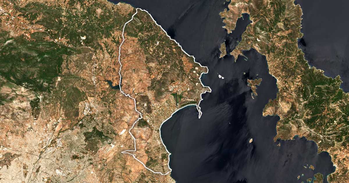 Satelitska snimka s ucrtanom granicom: Dímos Marathónos