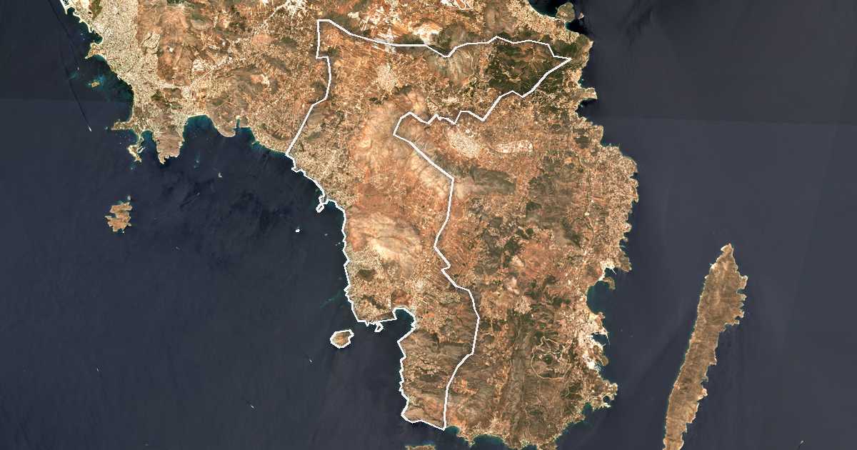 Satelitska snimka s ucrtanom granicom: Dímos Saronikoú