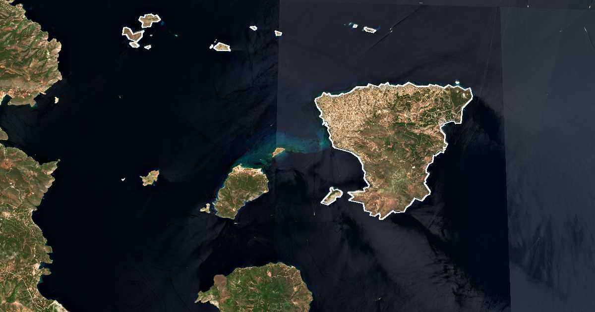 Satelitska snimka s ucrtanom granicom: Dímos Aíginas