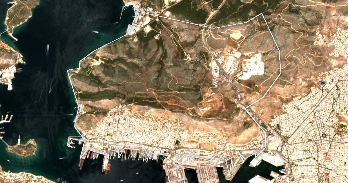 Satelitska snimka s ucrtanom granicom: Dímos Perámatos