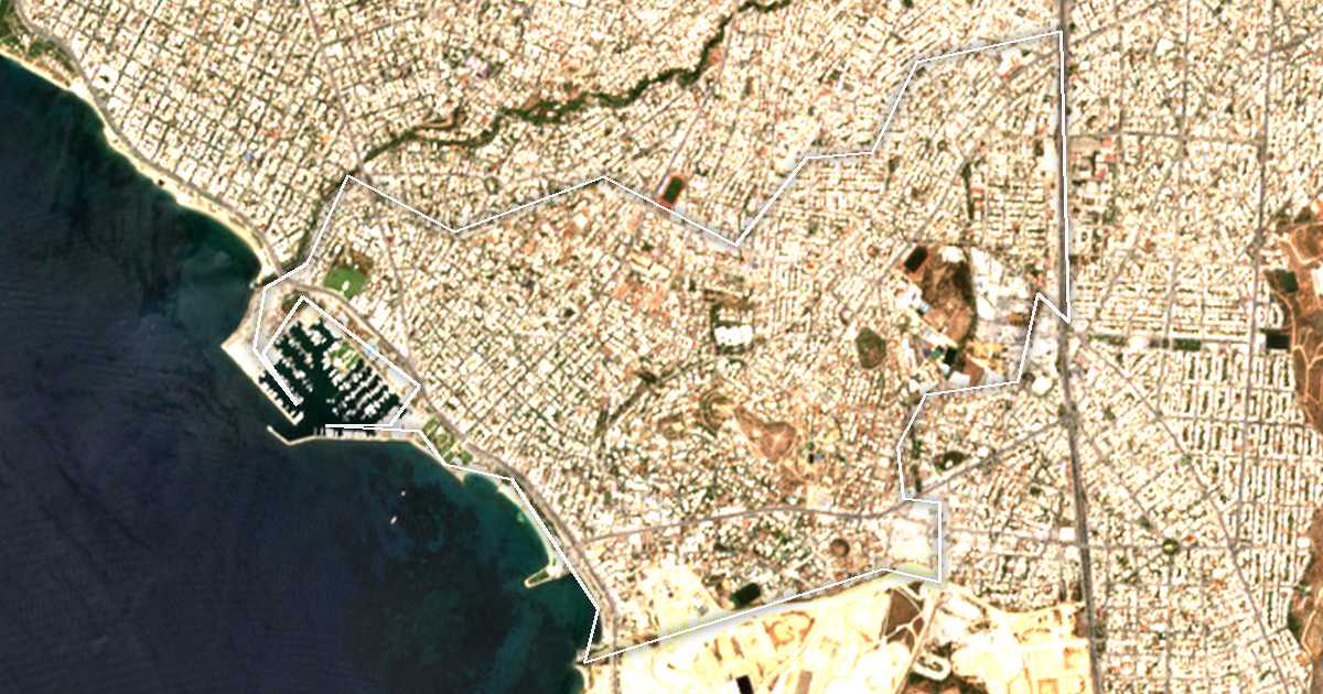 Satelitska snimka s ucrtanom granicom: Dímos Alímou