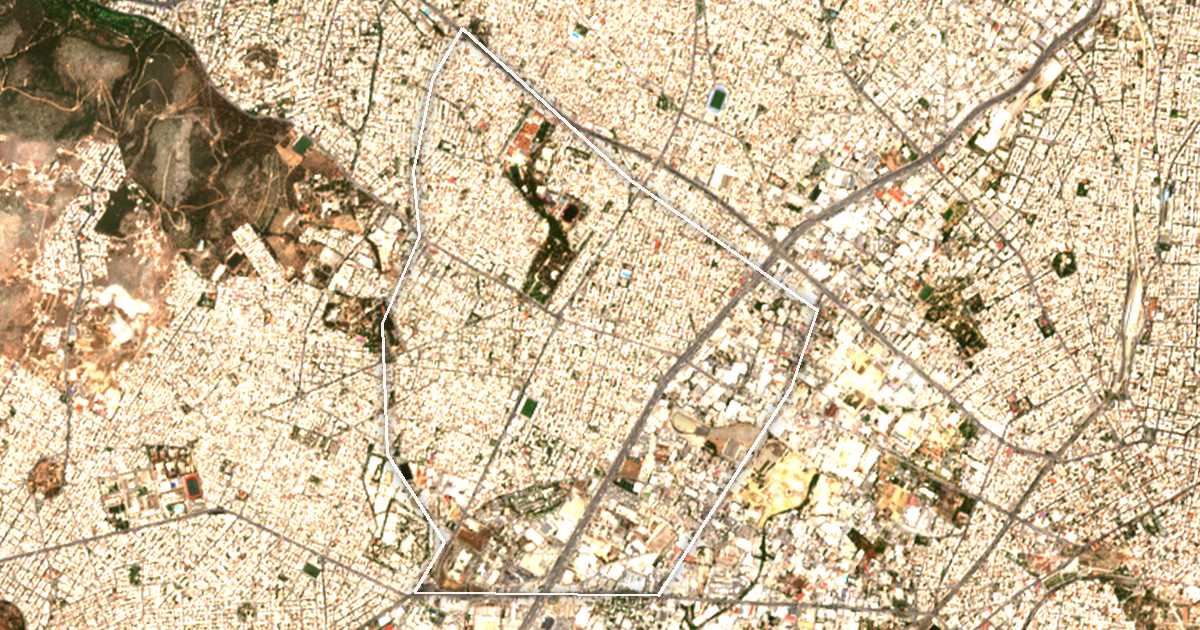 Satelitska snimka s ucrtanom granicom: Dímos Aigáleo