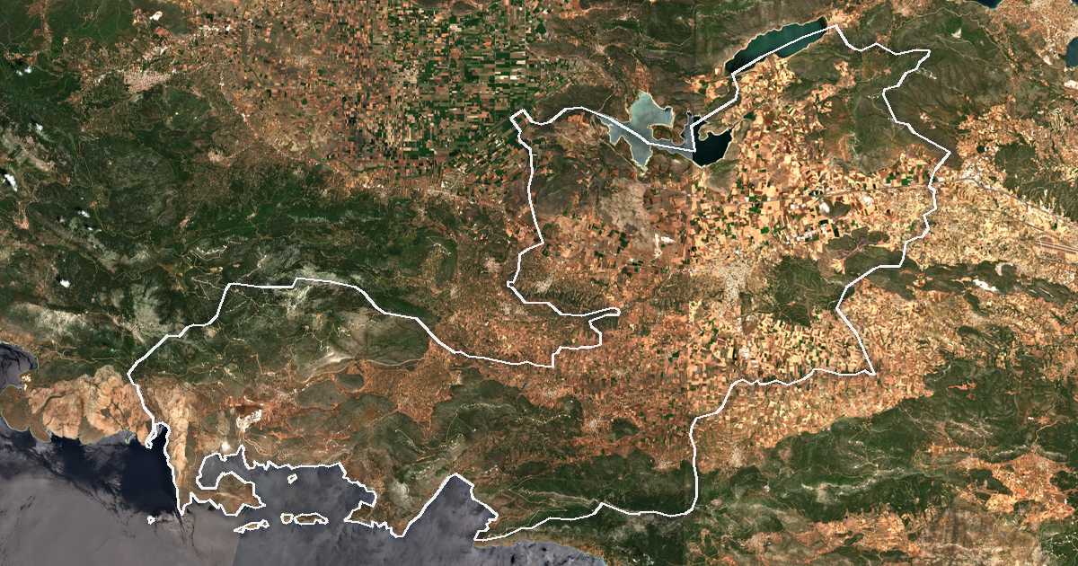 Satelitska snimka s ucrtanom granicom: Dímos Thivaíon