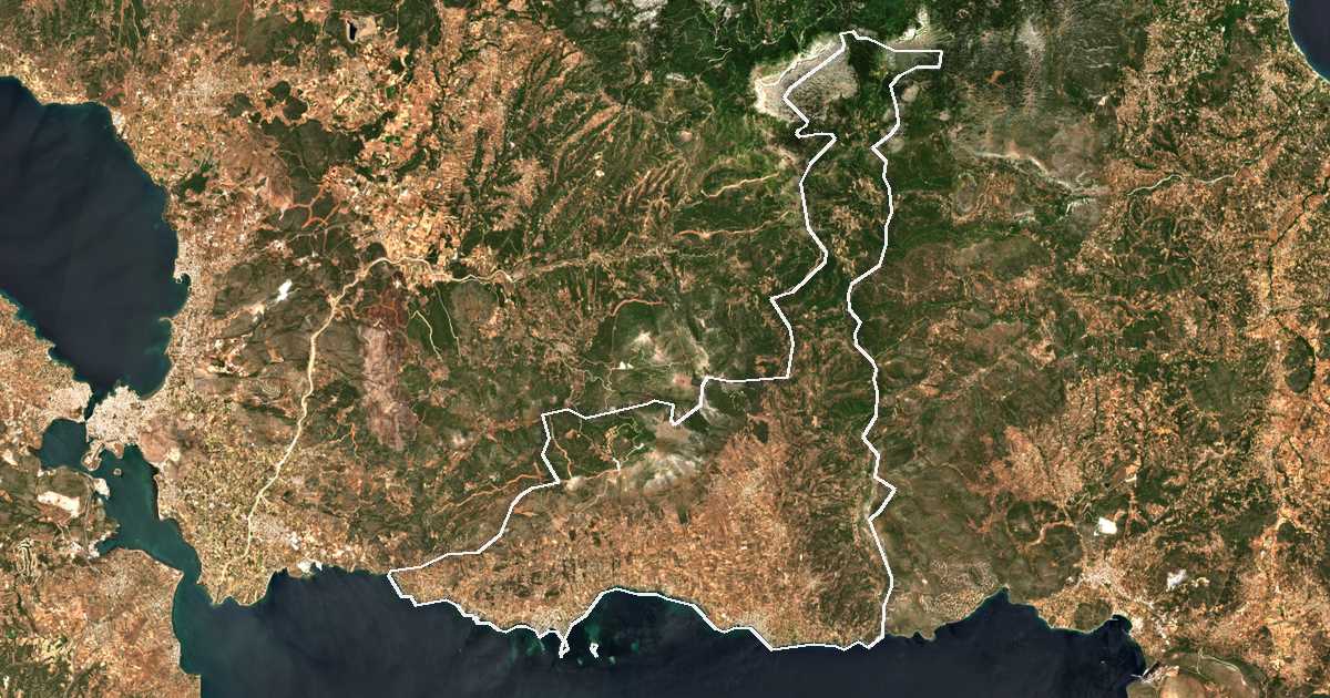 Satelitska snimka s ucrtanom granicom: Dímos Erétrias