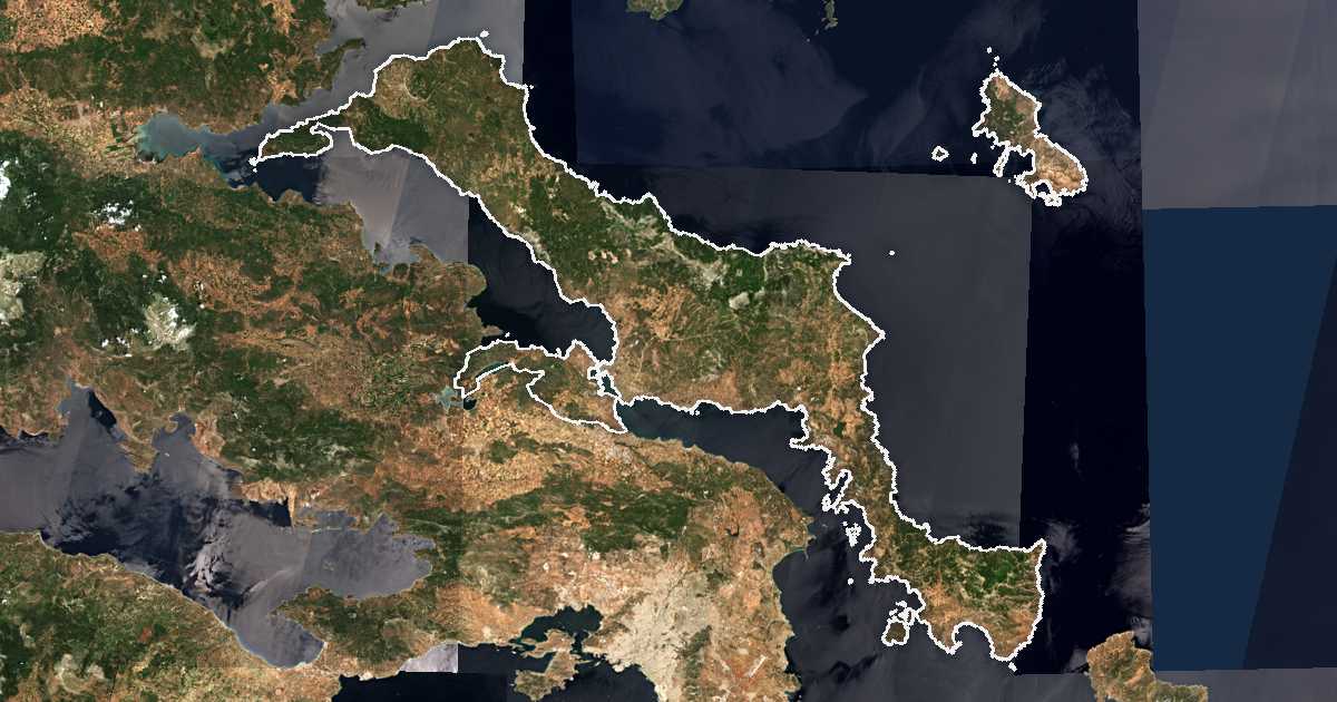 Satelitska snimka s ucrtanom granicom: Prefektura Eubeja