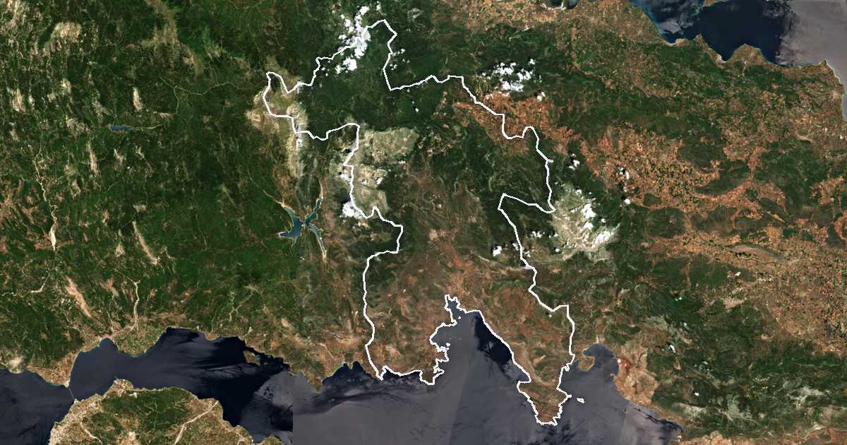 Satelitska snimka s ucrtanom granicom: Dímos Delfón