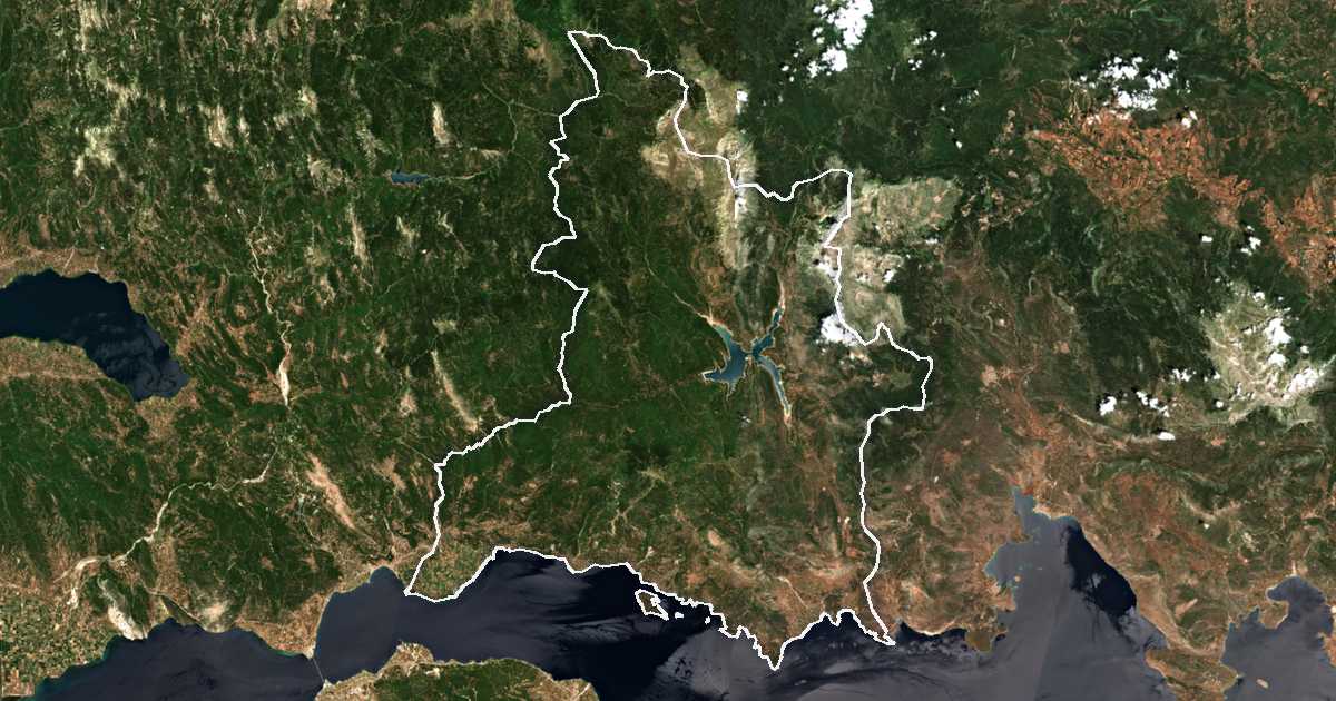 Satelitska snimka s ucrtanom granicom: Dímos Dorídos