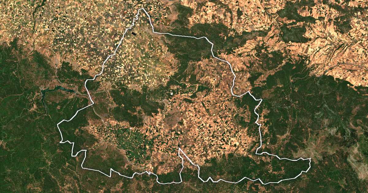 Satelitska snimka s ucrtanom granicom: Dímos Domokoú