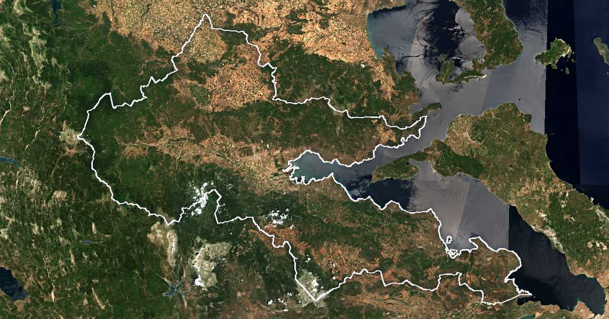 Satelitska snimka s ucrtanom granicom: Prefektura Ftiotida