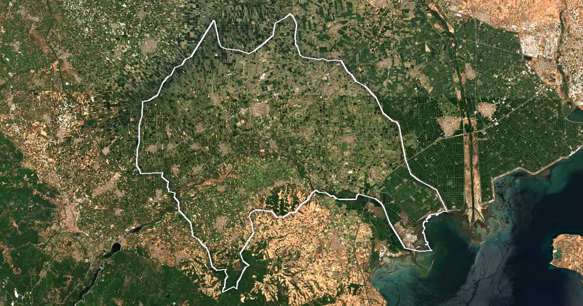 Satelitska snimka s ucrtanom granicom: Dímos Alexándreias