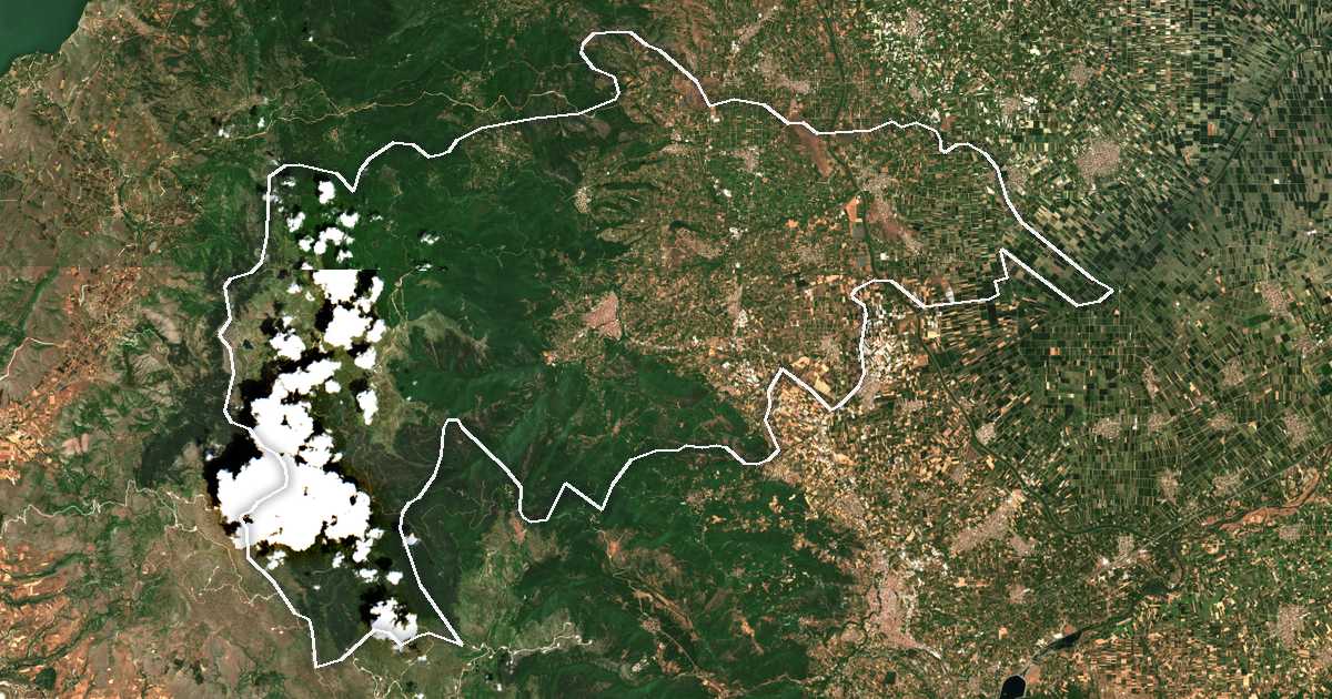Satelitska snimka s ucrtanom granicom: Dímos Náousas