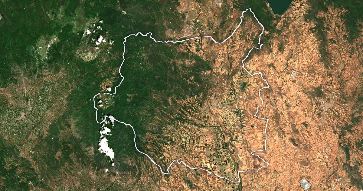Satelitska snimka s ucrtanom granicom: Dímos Paionías