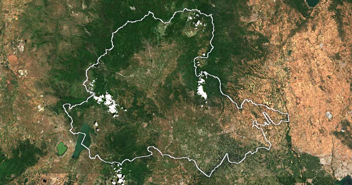 Satelitska snimka s ucrtanom granicom: Prefektura Pella