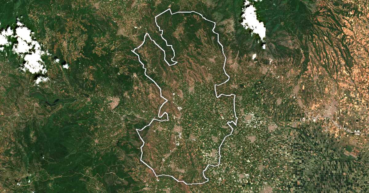 Satelitska snimka s ucrtanom granicom: Dímos Skýdras