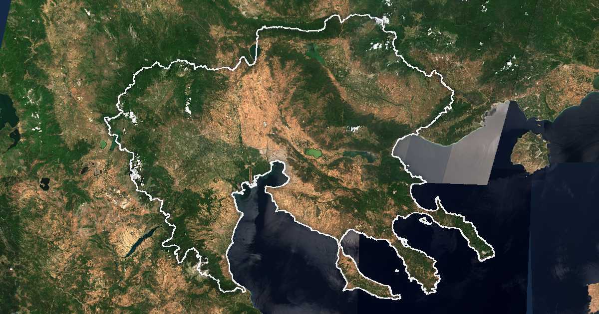 Satelitska snimka s ucrtanom granicom: Periferija Središnja Makedonija