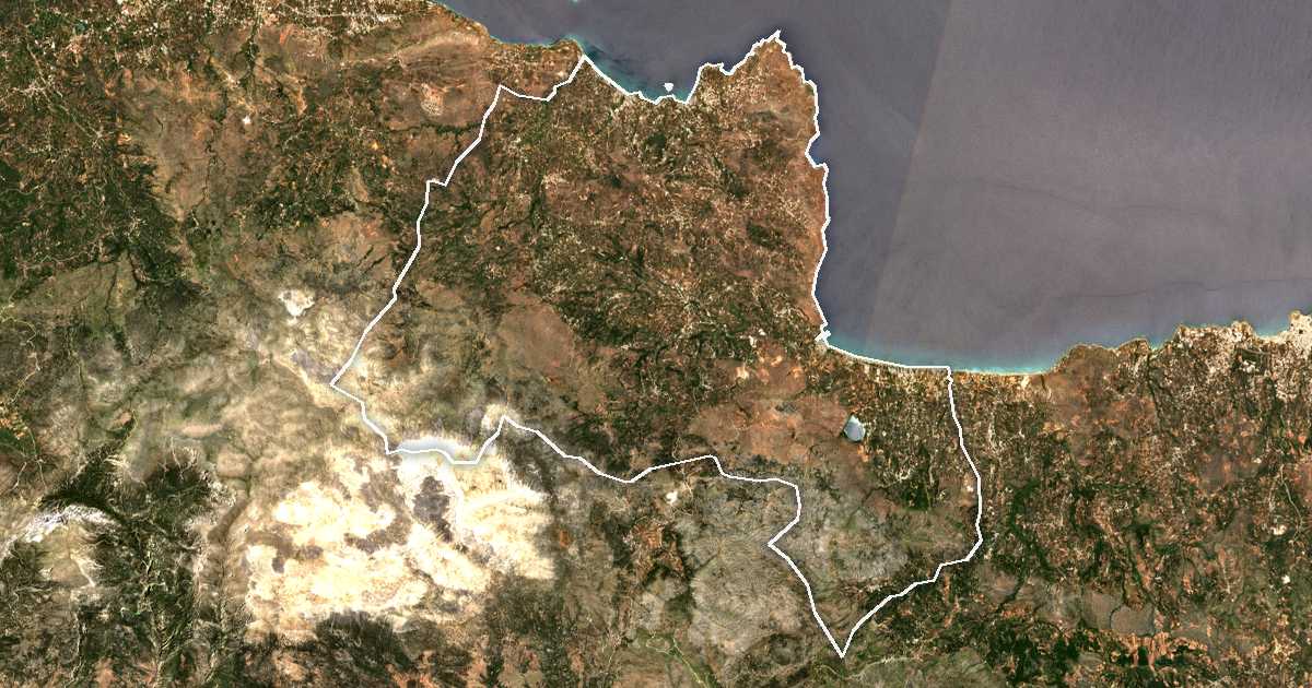 Satelitska snimka s ucrtanom granicom: Dímos Apokorónou