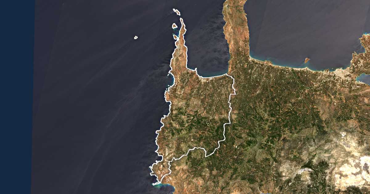 Satelitska snimka s ucrtanom granicom: Dímos Kissámou