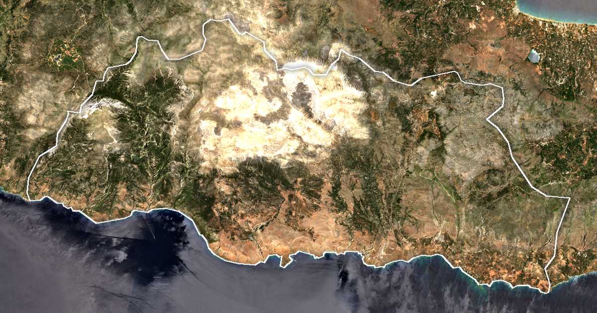 Satelitska snimka s ucrtanom granicom: Dímos Sfakíon