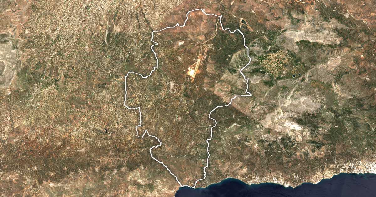 Satelitska snimka s ucrtanom granicom: Dímos Minóa Pediádas