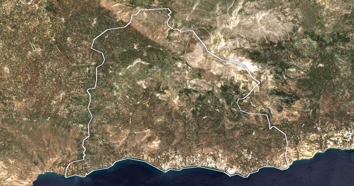 Satelitska snimka s ucrtanom granicom: Dímos Viánnou