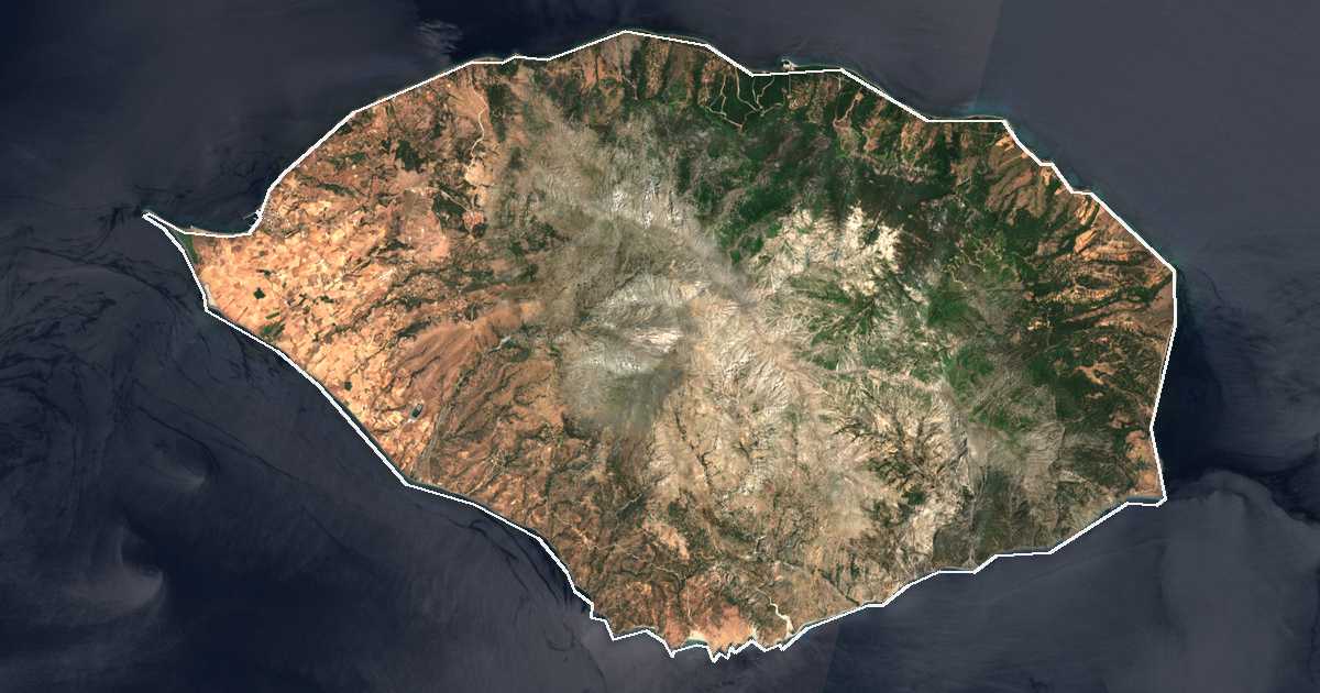 Satelitska snimka s ucrtanom granicom: Samotraki