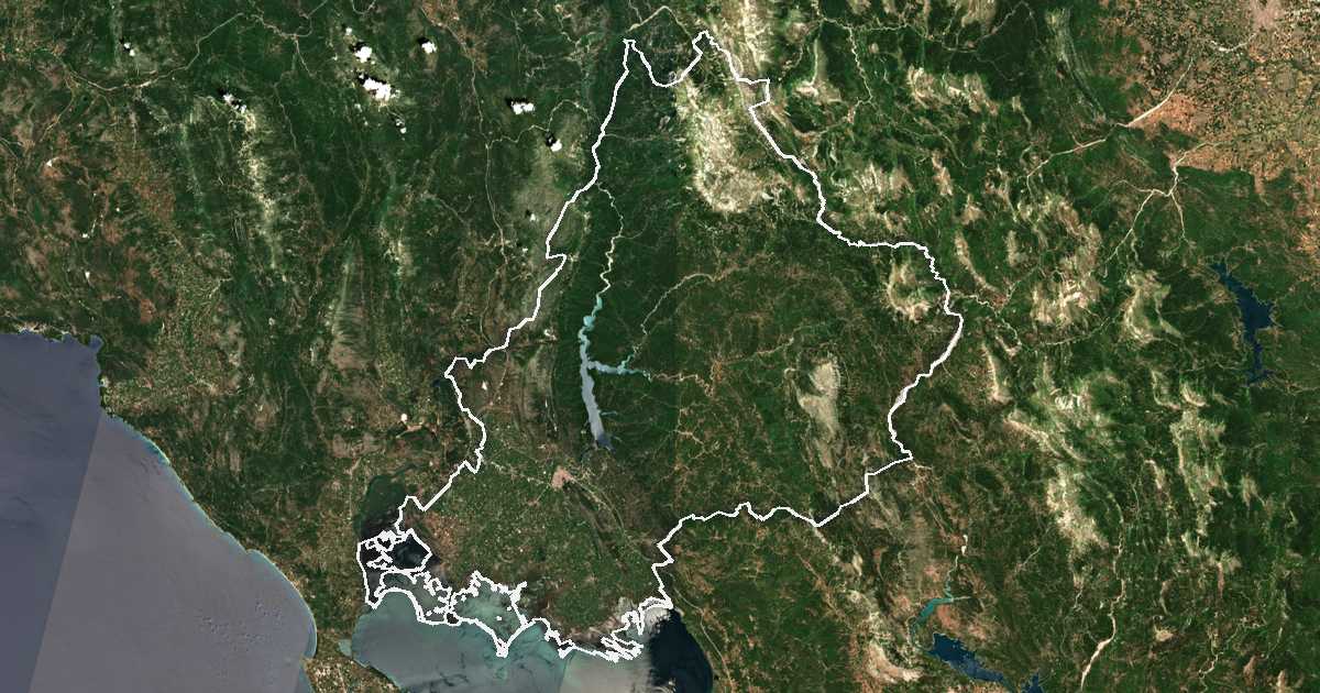 Satelitska snimka s ucrtanom granicom: Perifereiakí Enótita Ártas