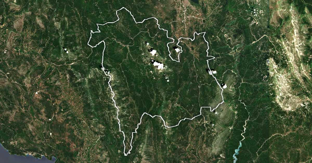 Satelitska snimka s ucrtanom granicom: Dímos Dodónis