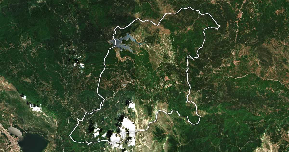 Satelitska snimka s ucrtanom granicom: Dímos Metsóvou