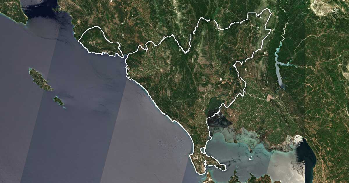 Satelitska snimka s ucrtanom granicom: Prefektura Preveza