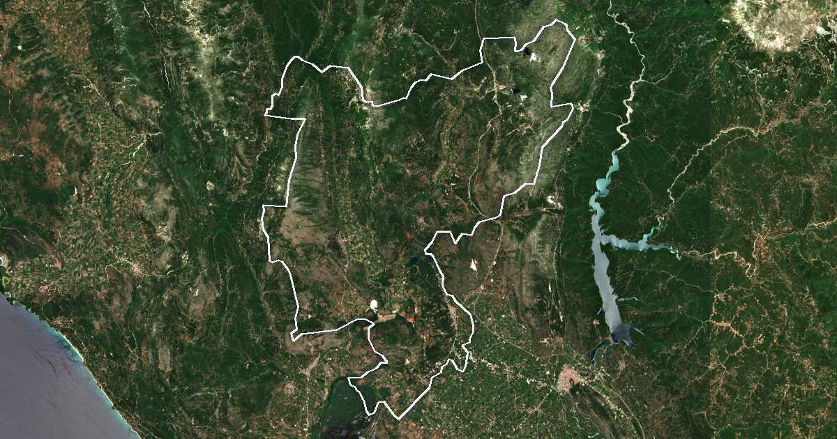 Satelitska snimka s ucrtanom granicom: Dímos Ziroú