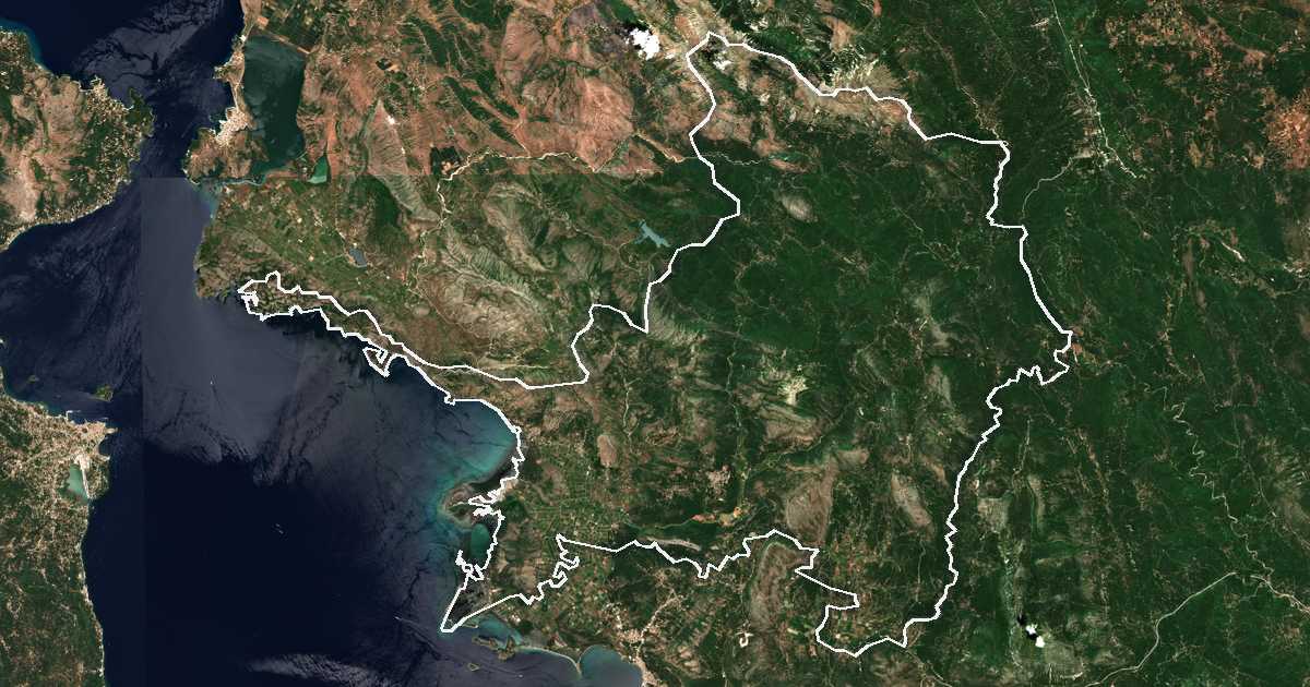 Satelitska snimka s ucrtanom granicom: Dímos Filiatón