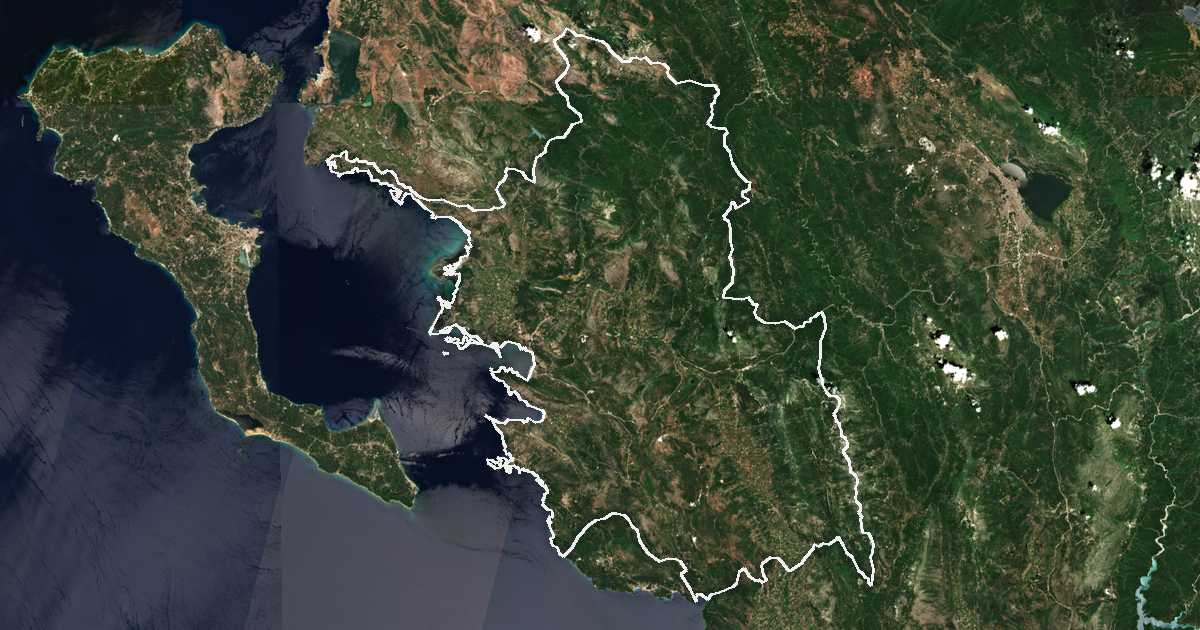 Satelitska snimka s ucrtanom granicom: Prefektura Tesprocija