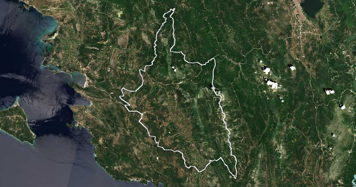 Satelitska snimka s ucrtanom granicom: Dímos Soulíou