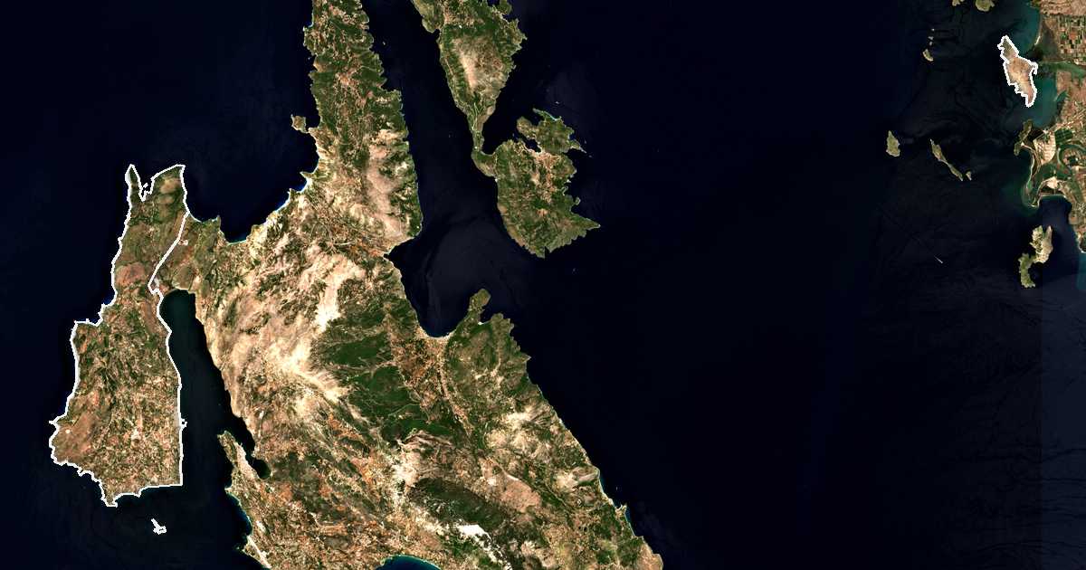 Satelitska snimka s ucrtanom granicom: Dímos Lixouríou