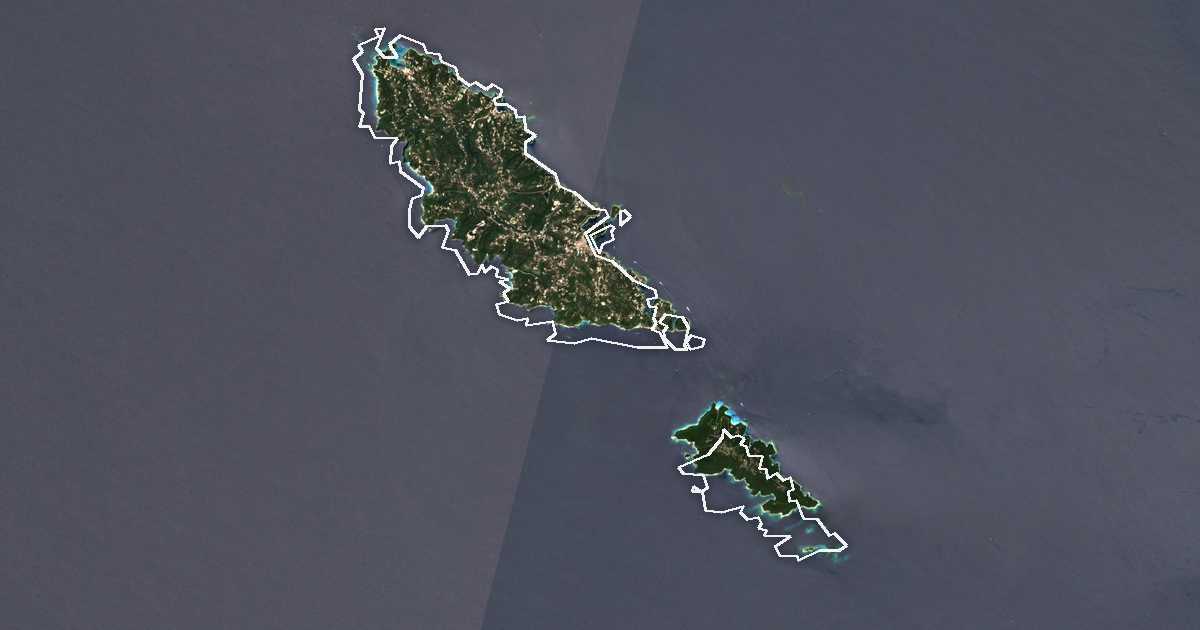Satelitska snimka s ucrtanom granicom: Dímos Paxón