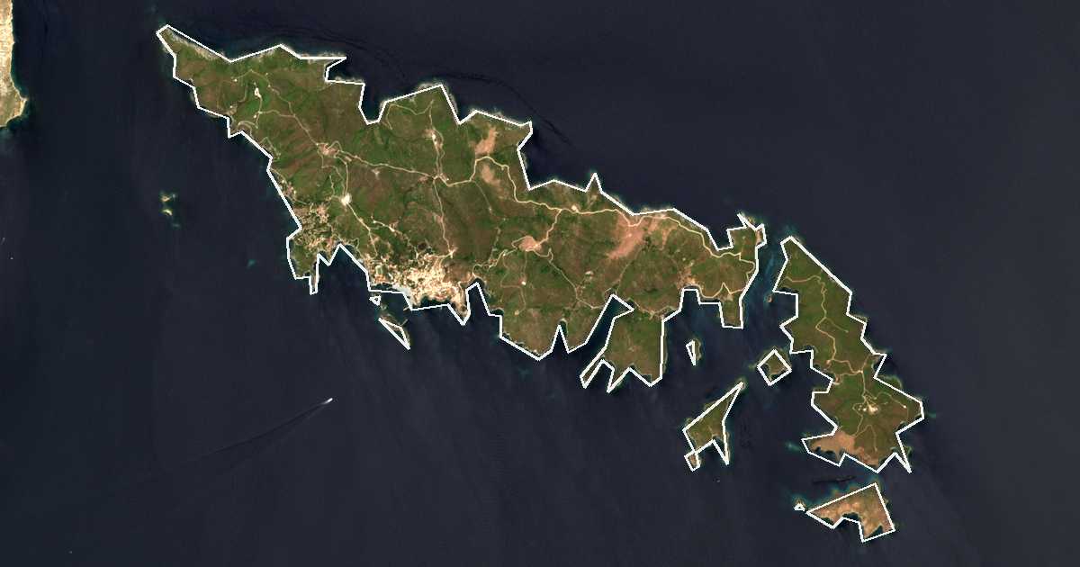 Satelitska snimka s ucrtanom granicom: Dímos Oinoussón