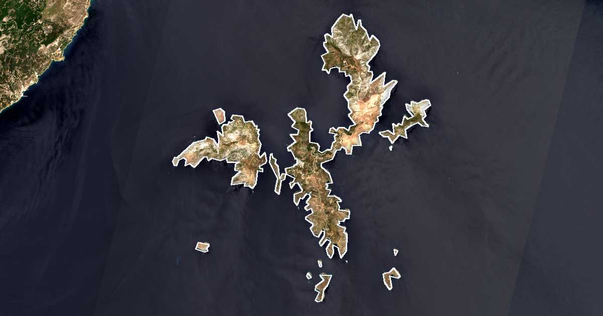 Satelitska snimka s ucrtanom granicom: Dímos Foúrnon Korseón