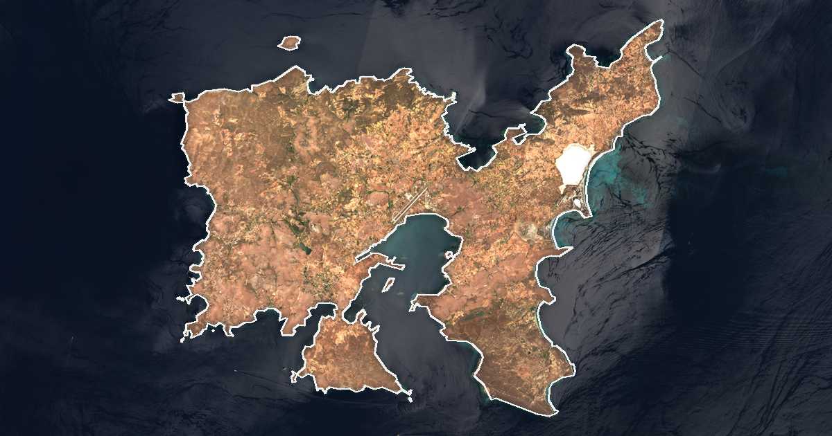 Satelitska snimka s ucrtanom granicom: Dímos Límnou