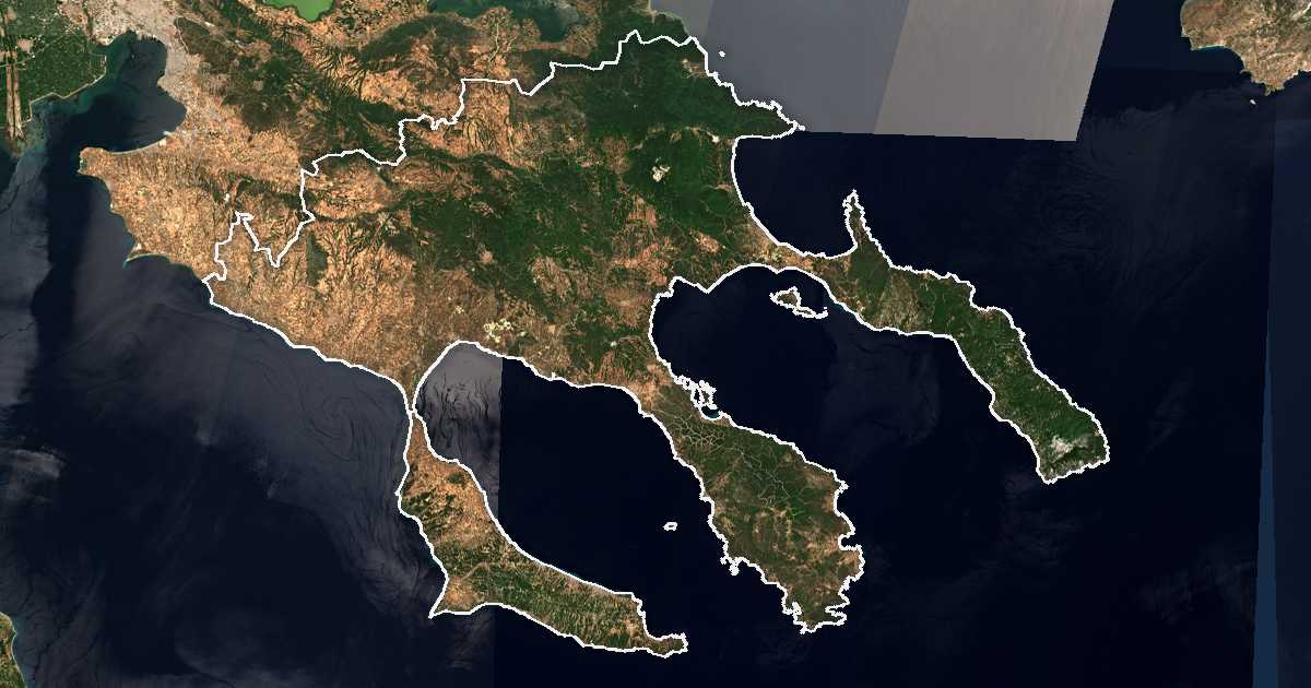 Satelitska karta: Nomós Chalkidikís kai Ágio Óros