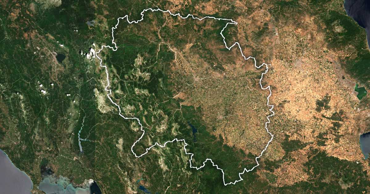 Satelitska karta: Nomós Trikálon kai Kardítsas