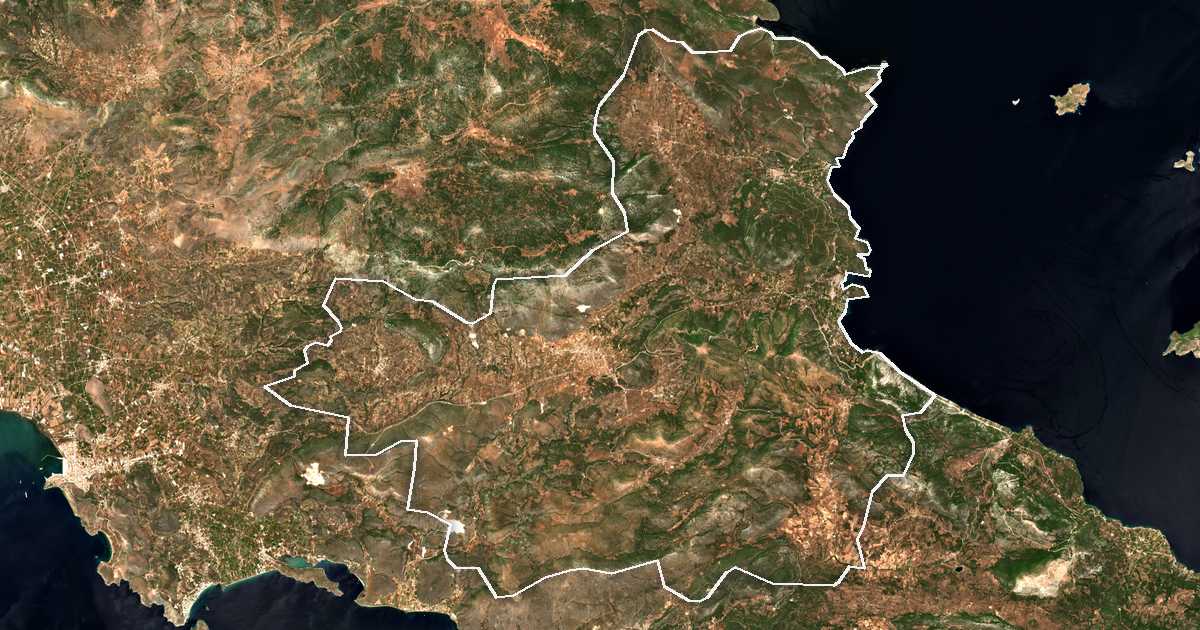 Satelitska snimka s ucrtanom granicom: Dímos Epidávrou