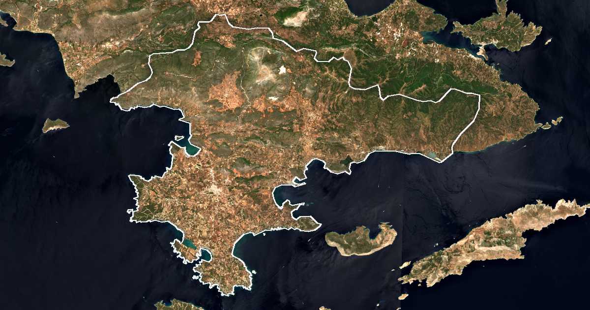 Satelitska snimka s ucrtanom granicom: Dímos Ermionídas