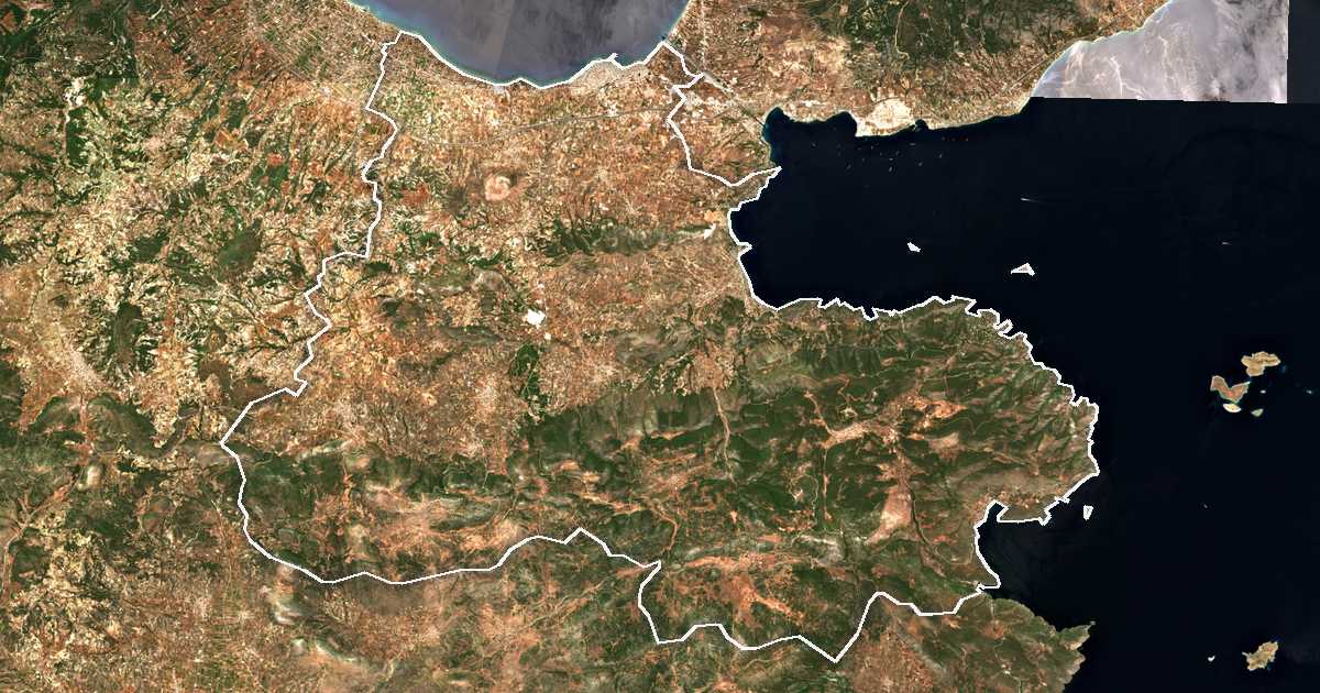 Satelitska snimka s ucrtanom granicom: Dímos Korinthíon
