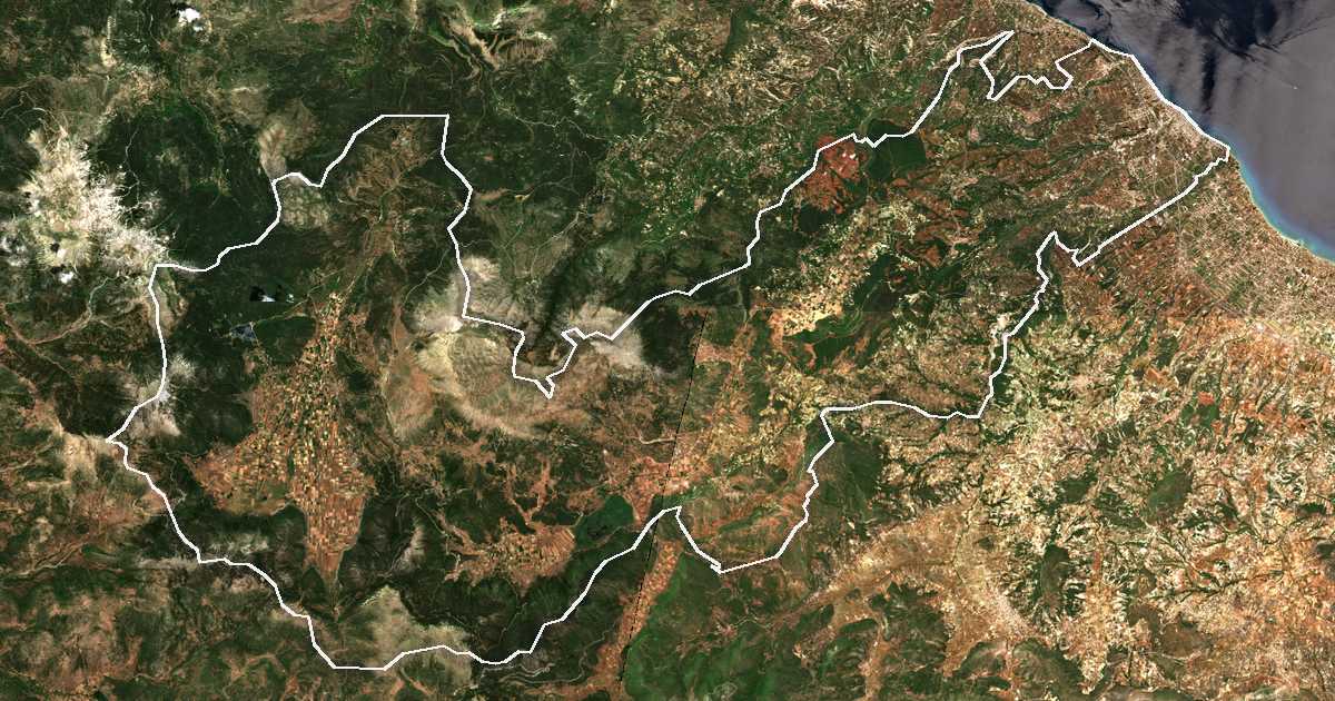Satelitska snimka s ucrtanom granicom: Dímos Sikyoníon