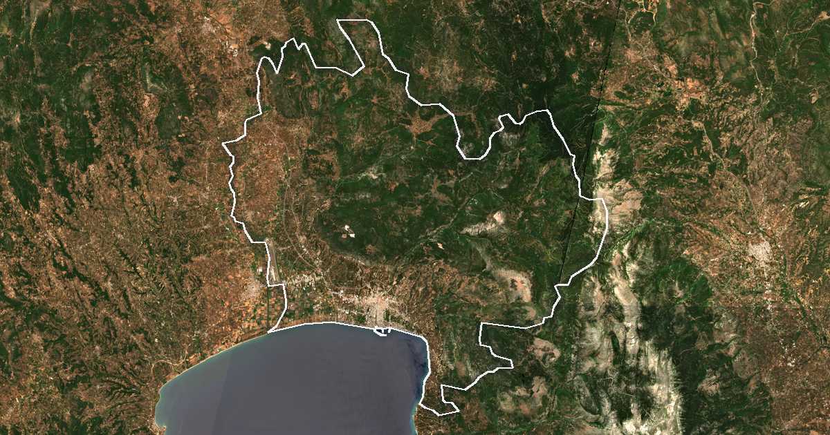 Satelitska snimka s ucrtanom granicom: Dímos Kalamátas