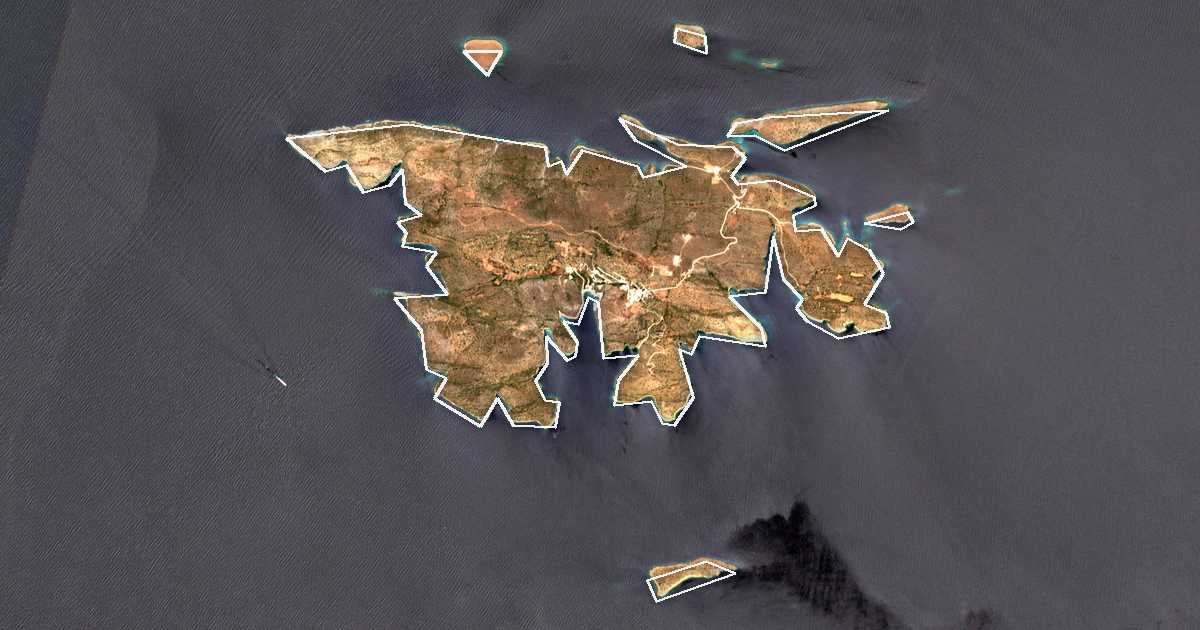 Satelitska snimka s ucrtanom granicom: Dímos Agathonisíou