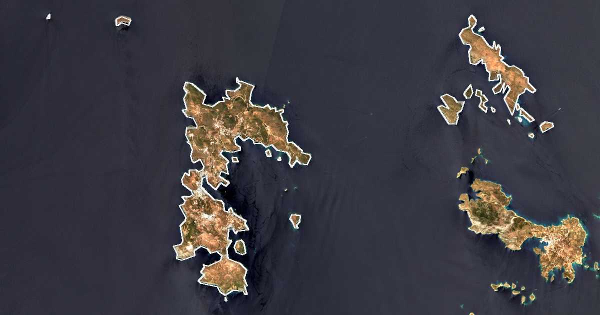 Satelitska snimka s ucrtanom granicom: Patmos